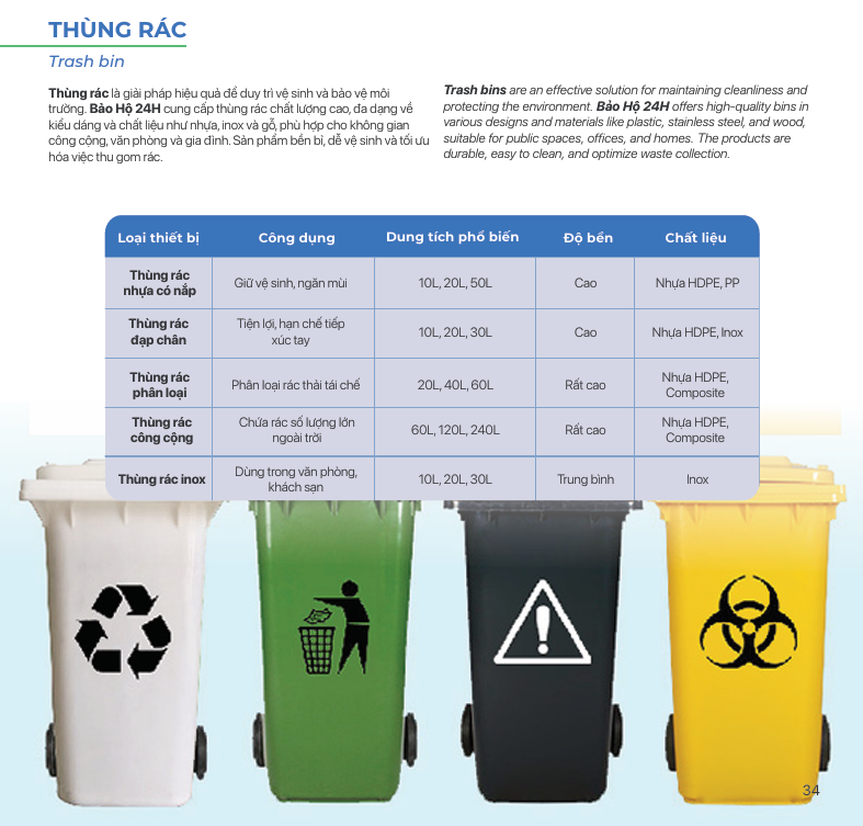 Thùng rác chất lượng cao